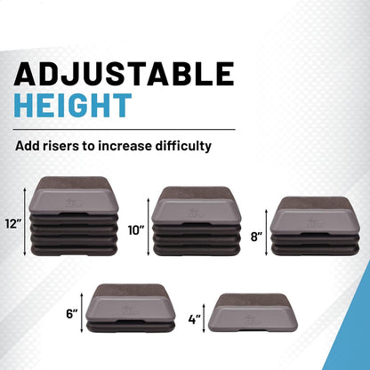 The Step Adjustable High Step Aerobic Platform with 4 Risers, Home Gym Workout Equipment, Fitness Trap Stepper Exercise Platform, Aerobic Exercise Equipment Made in USA - QUORE