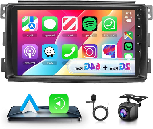 8 CORE 2G+64G Car Radio Android 13 for Mercedes Benz Smart Fortwo 2005-2010, 9 Inch HD IPS Touch Screen Car Radio with DSP Wireless Carplay Android Car GPS Wi-Fi Bluetooth 5.0 FM RDS Radio Camera - QUORE