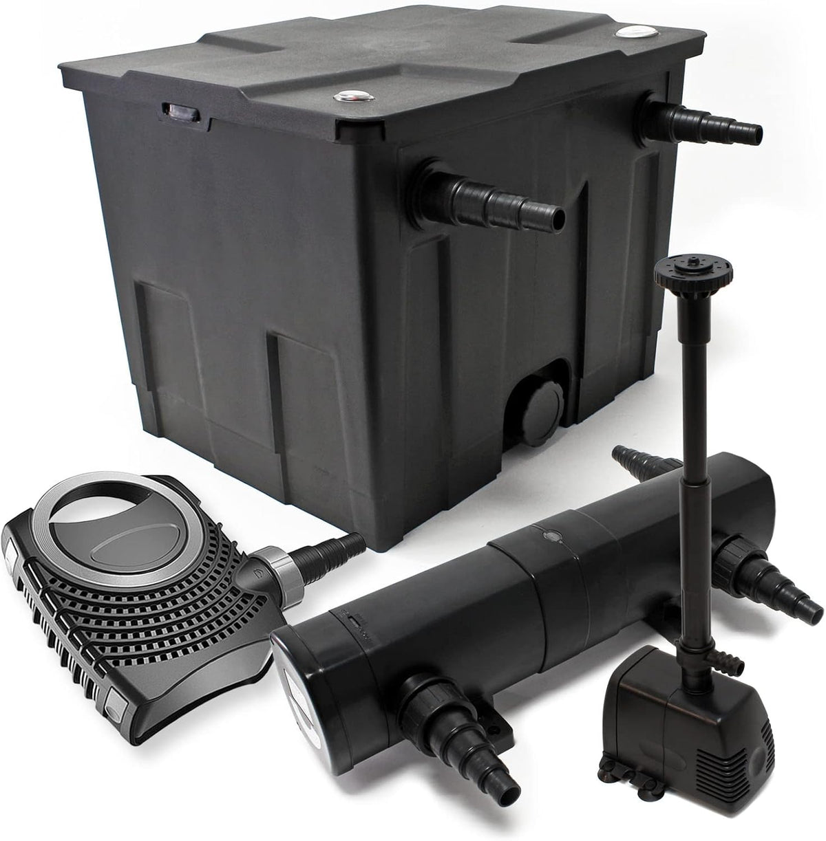 Set bio-vijverfilter voor 12.000 l UVC 24 W vijverzuiveraar pomp 80 W skimmer fontein