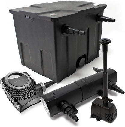 Set bio-vijverfilter voor 12.000 l UVC 24 W vijverzuiveraar pomp 80 W skimmer fontein