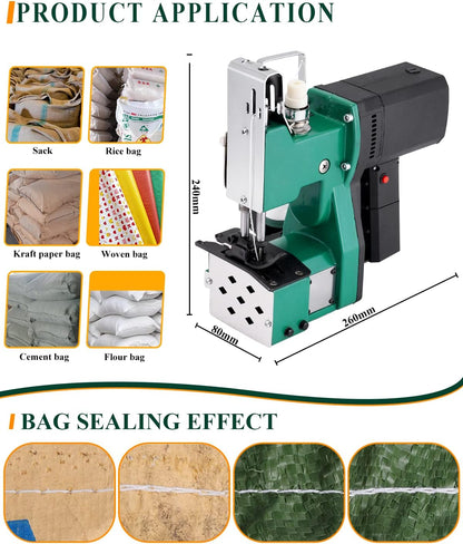Zaknaaimachine – Draagbare Zaksluitmachine – Verpakkingsnaaimachine – Naaimachine Voor Zakken – Elektrische Draagbare Naaimachine – 220V – 190W Koperen Kernmotor