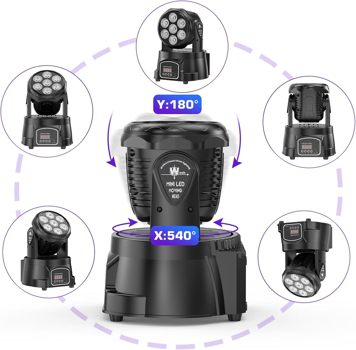 2 stuks 7 x 15 W Moving Head Wash Mini podiumlicht dmx512 RGBW lichteffecten 5 besturingsmodus spot DJ partylicht met afstandsbediening geschikt voor disco, bar, club, bruiloft
