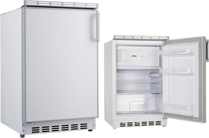 PKM KS82.3EUB Undercounter Fridge with Freezer Compartment, 83 Litres Net Capacity, Interchangeable Door Hall, Height Adjustable Legs, LED Lighting, 41 dB 50 cm Width, White - QUORE