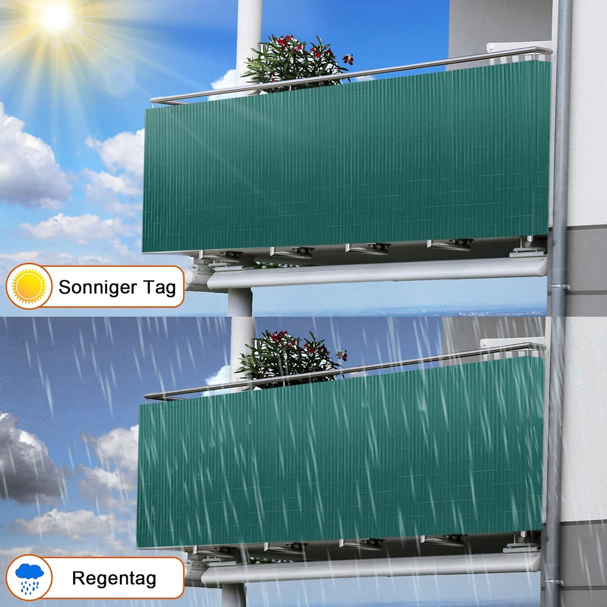 Privacy Scherm Balkon – Balkonbespanning – Tuinscherm – Schuttingafscherming – Balkonafscheiding – Weerbestendig PVC – 9x1,2 Meter Groen
