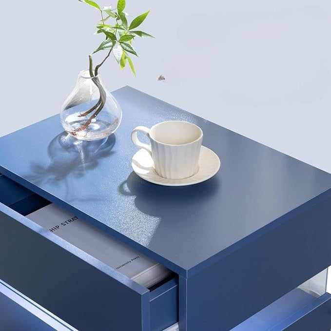 Nachtkastje met LED - Kast - Tafel - Slaapkamerdecoratie - Opbergruimte - 60 cm x 37 cm x 50 cm - Paars