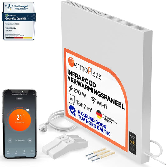 Infrarood verwarmingspaneel – Infrarood paneel – Elektrische kachel – Convectorkachel – Elektrische verwarming – Staand model – WiFi bediening – 270 W voor ruimtes tot 7 m²