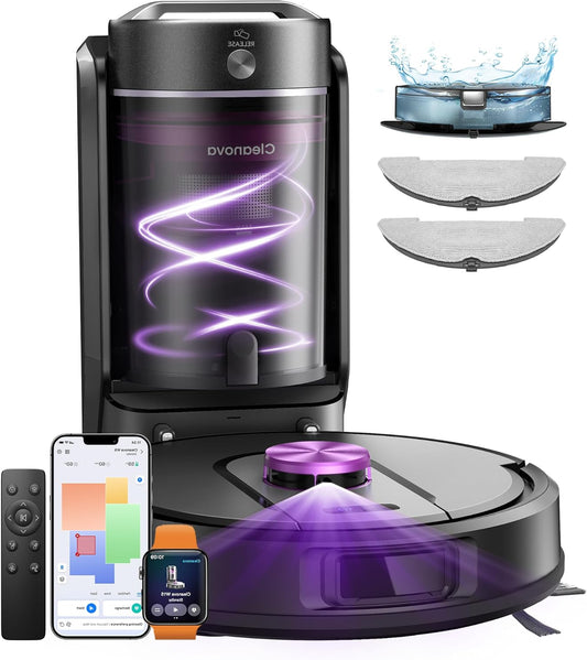Vexilar W15 Robot Vacuum Cleaner with Mop Function Bagless Multi-Cyclone Suction Station Vacuum Cleaner Robot 10000Pa, LiDAR Navigation, 3-in-1 Suction and Mop Robot, 180 Minutes Max, App and Voice - QUORE