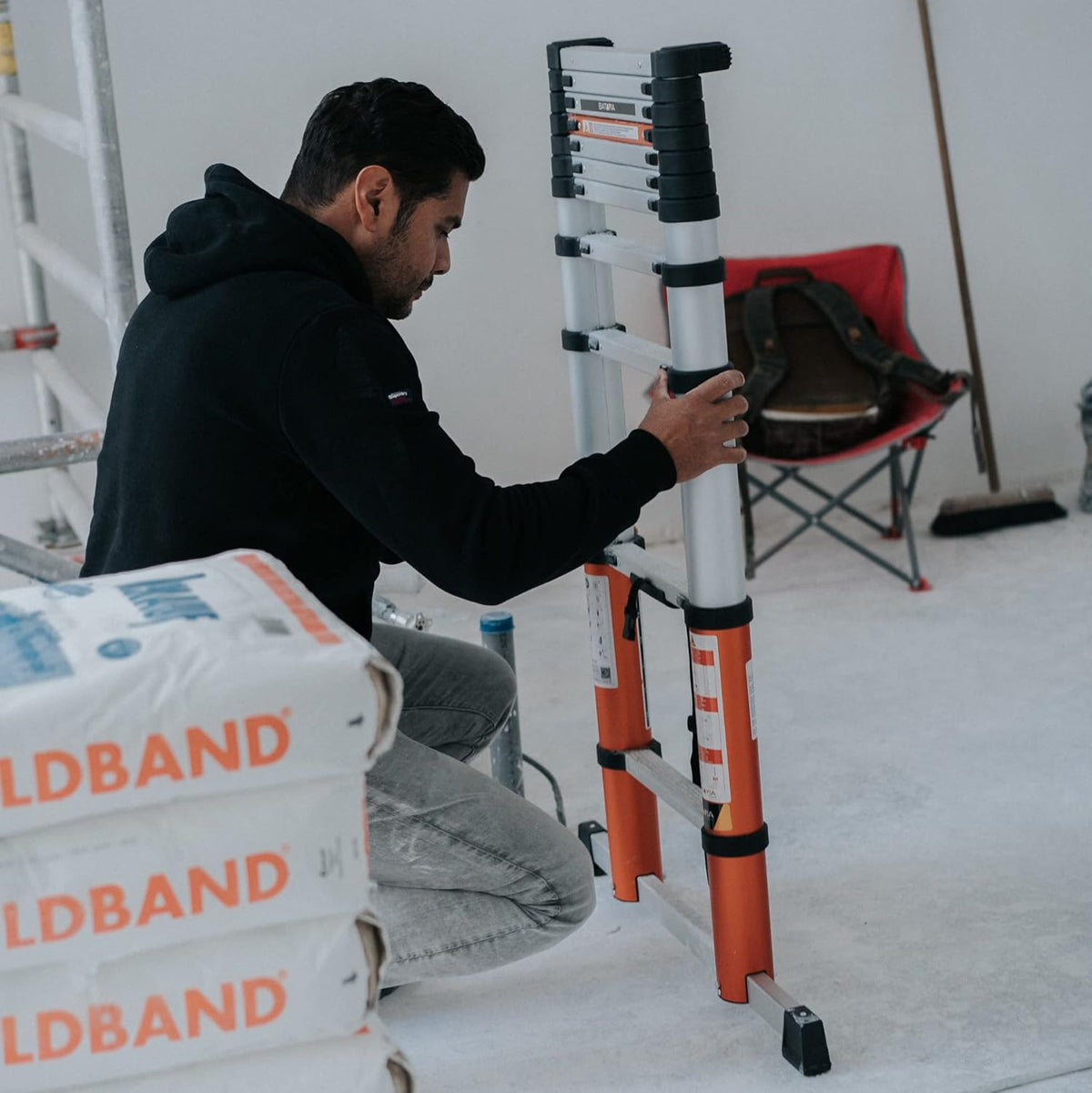 Batavia 7063088 aluminium telescopische ladder, werkhoogte (max. 4,6 m 3-kleurig 15,3 kg.