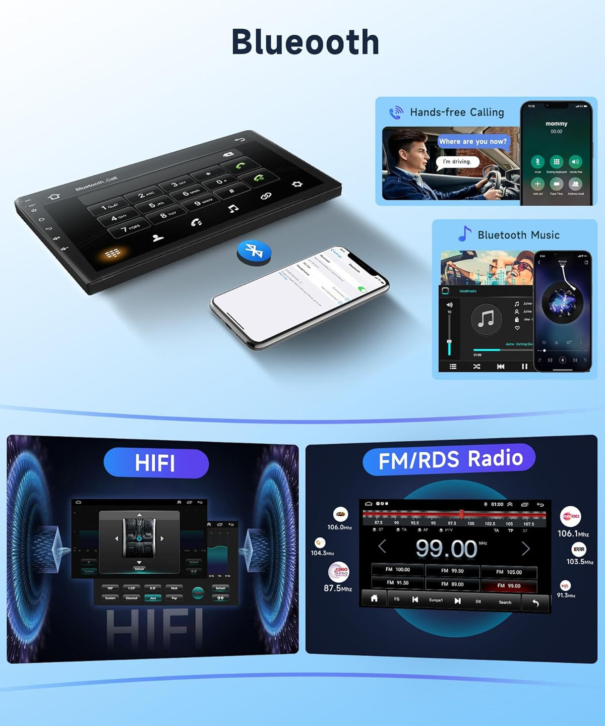 2+64G 10" Wireless Carplay Android Auto Android autoradio voor Toyota Aygo/Peugeot 107/Citroen C1 2004-2014 met touchscreen met Bluetooth HiFi/RDS/FM-radio + Navi/AHD achteruitrijcamera/CANBUS