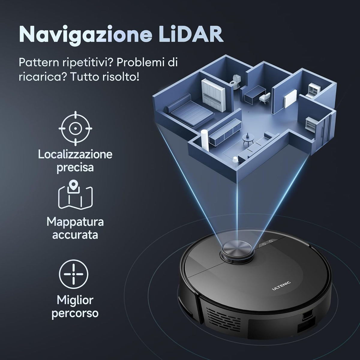 Ultenic Robotstofzuiger, robotstofzuiger, 6000 Pa, lange levensduur, Alexa/APP/IFTTT robotstofzuiger, ultradun, stil