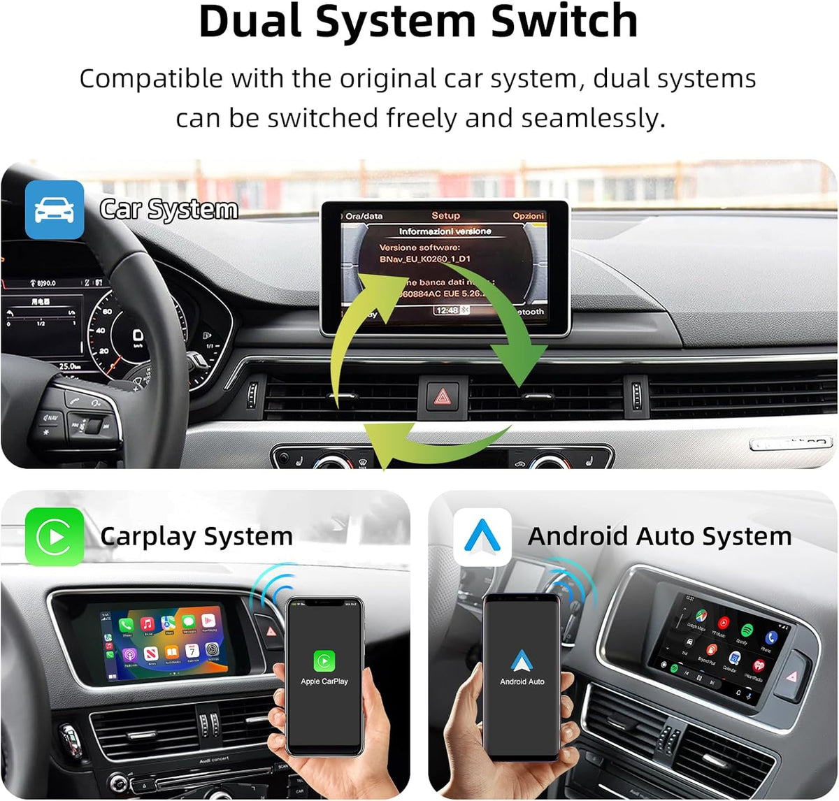 Draadloze CarPlay & Android Auto Retrofit Kit – CarPlay Adapter – Android Auto Interface – OEM Upgrade Module – MMI 3G Decoder – Plug & Play Installatie – WLAN & Bluetooth Connectiviteit