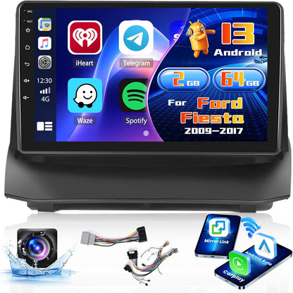 Autoradio Ford Fiesta – Multimedia Systeem – Navigatie Radio – Auto Audio – Android Car Stereo – 9 Inch Touchscreen – Draadloze CarPlay & Android Auto