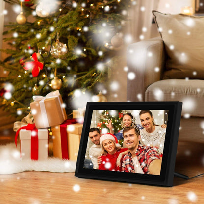 AEEZO Digitale fotolijst met wifi, 10 inch touchscreen, FHD, 2K-display, smart fotolijst met 16 GB geheugen, eenvoudige installatie voor het delen van foto's en video's, automatische rotatie (zwart)