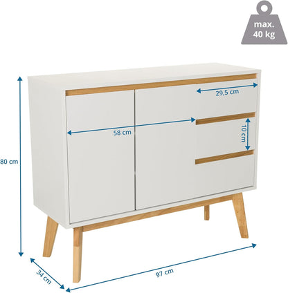 Dressoir TAROLO I MDF-plaat, UV-gecoat Wit
