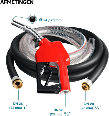 Diesel- En Stookoliepomp 230 V 550 W 60 L/Min – Dieselpomp – Overhevelingspomp – Brandstofpomp – Transferpomp – Zelfaanzuigend – Automatisch Tankpistool Met Teller