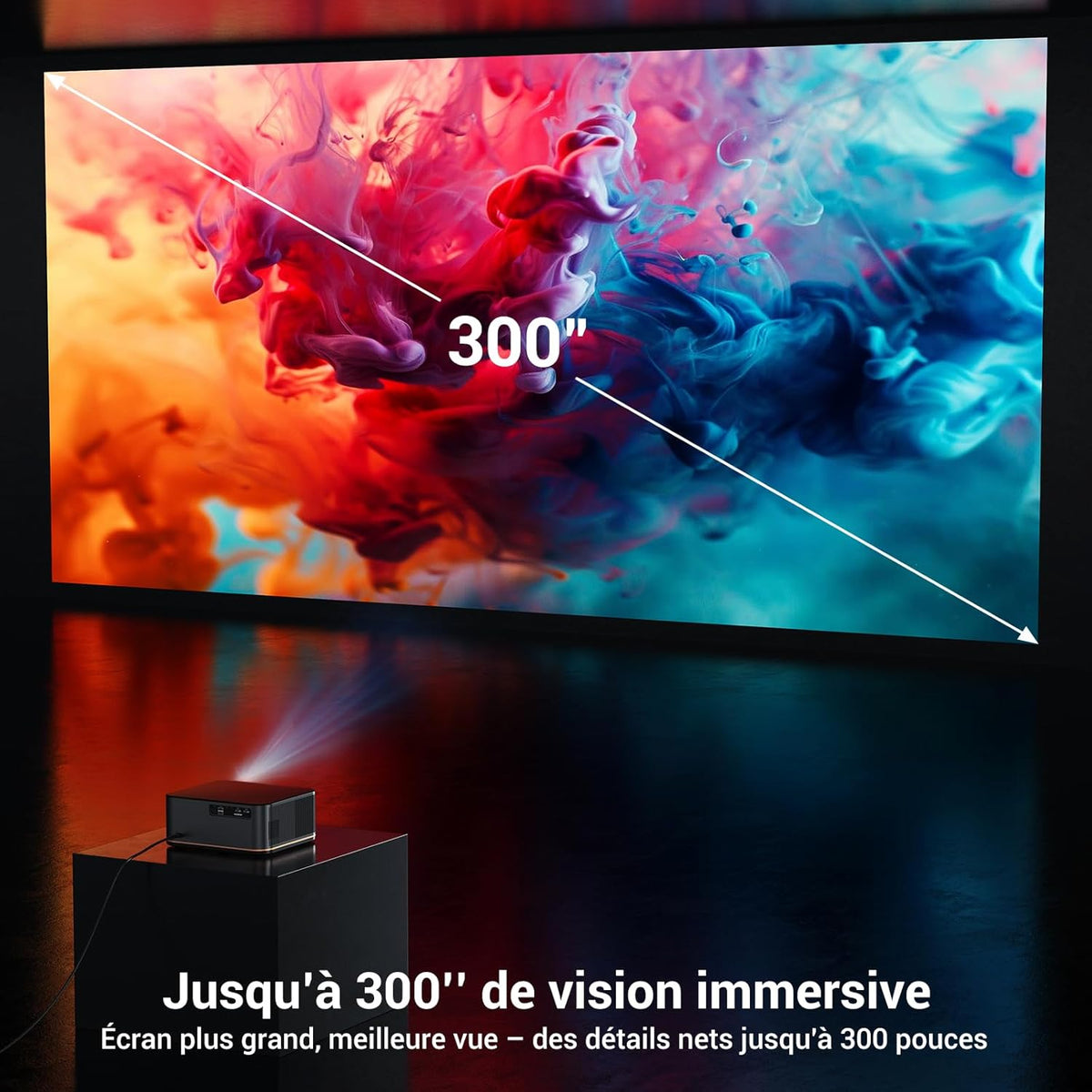 [1500 ANSI/Autofocus/Keystone] HAPPRUN 4K Ultra HD Projector, Home Cinema Beamer met WiFi 6 & Bluetooth 5.2, 300” Scherm met 50% Zoom, Compatibel met Mobiel/TV-Stick/PC / PS5