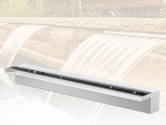 Vijver waterval Blade Kit, 90 cm RVS Zwembad Fontein met Accessoires, Breedte 15 cm Spillway Water Feature Waterval Cascade voor Tuin Patio Vijver Decoratie