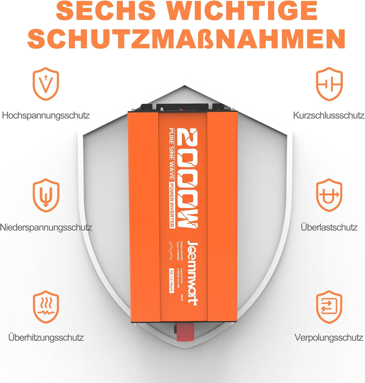 Omvormer met zuivere sinusgolf, 2000 W12 V