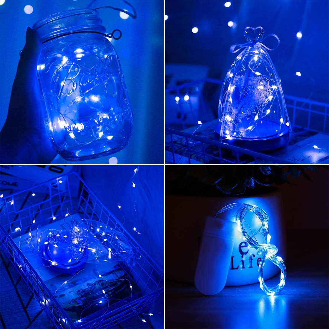 Cwylod - Led koperdraad Lichtsnoer - Waterdicht - LED Lichtsnoer - Werkt op Batterijen - DIY Bruiloft Feest Kerstdecoratie - 3V - 5m - Blauw - QUORE