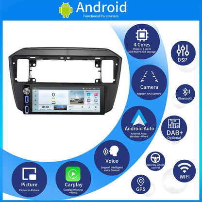 7" Android Auto GPS Radio Navigator CarPlay Geschikt voor VW UP! e-up! e-Load Up 121 122 123 BL1 BL2 BL3/Skoda Citigo E-Citigo/Seat MII e-MII KE KF/Seat Ibiza DSP BT Pip DVR SWC DAB+ Auto Camera