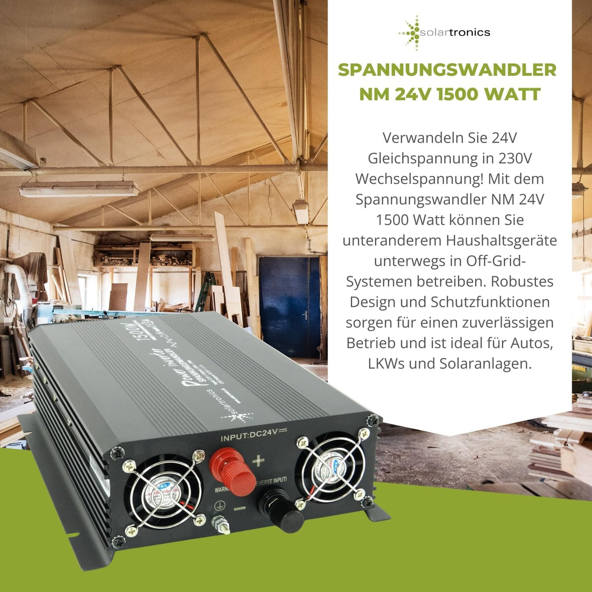 Spanningsomvormer 24 V 1500 3000 Watt 230 V - omvormer voor de mobiele aansluiting van huishoudelijke apparaten ..
