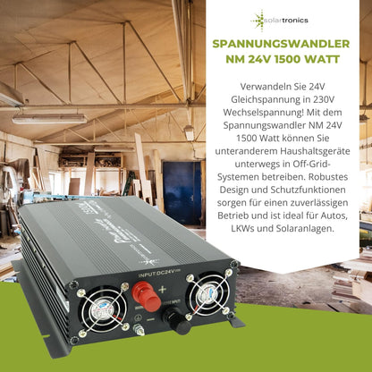 Spanningsomvormer 24 V 1500 3000 Watt 230 V - omvormer voor de mobiele aansluiting van huishoudelijke apparaten ..