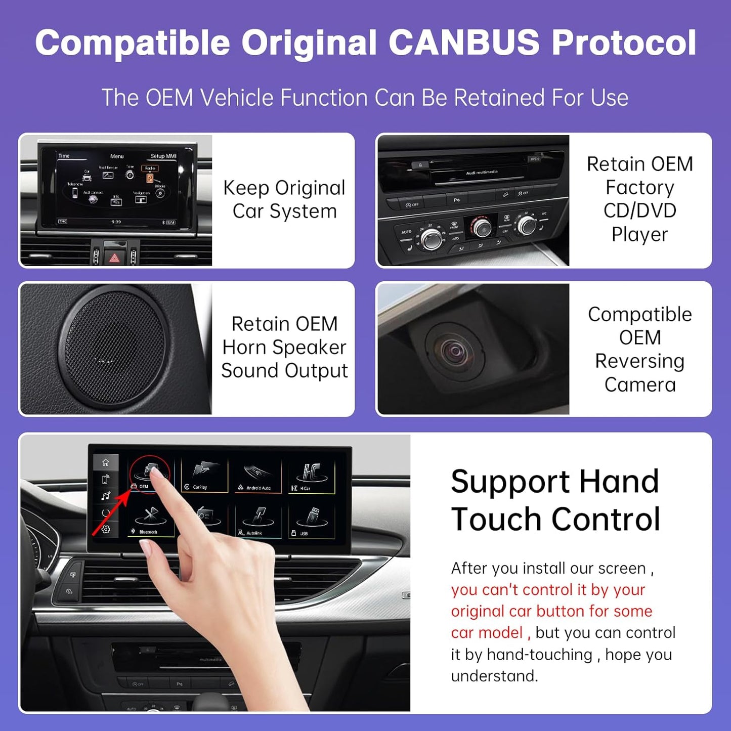Road Top 12.3 Inch Autoradio Draadloos CarPlay Touchscreen voor Audi A6/A7 2016-2018 Jaar met MIB2-systeem, Autoradio Stereo Multimediascherm, Ondersteuning Draadloos Android Auto, Mirrorlink