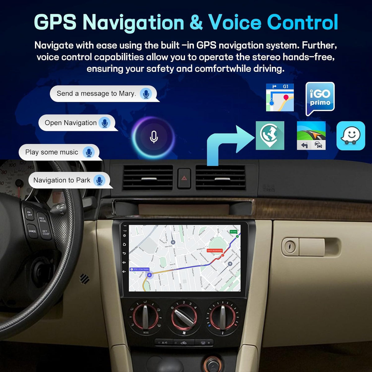 Autoradio Mazda 3 – Android Multimedia Systeem – Navigatie Systeem – Auto Stereo – Auto Radio – 9 Inch Touchscreen – Draadloze CarPlay & Android Auto