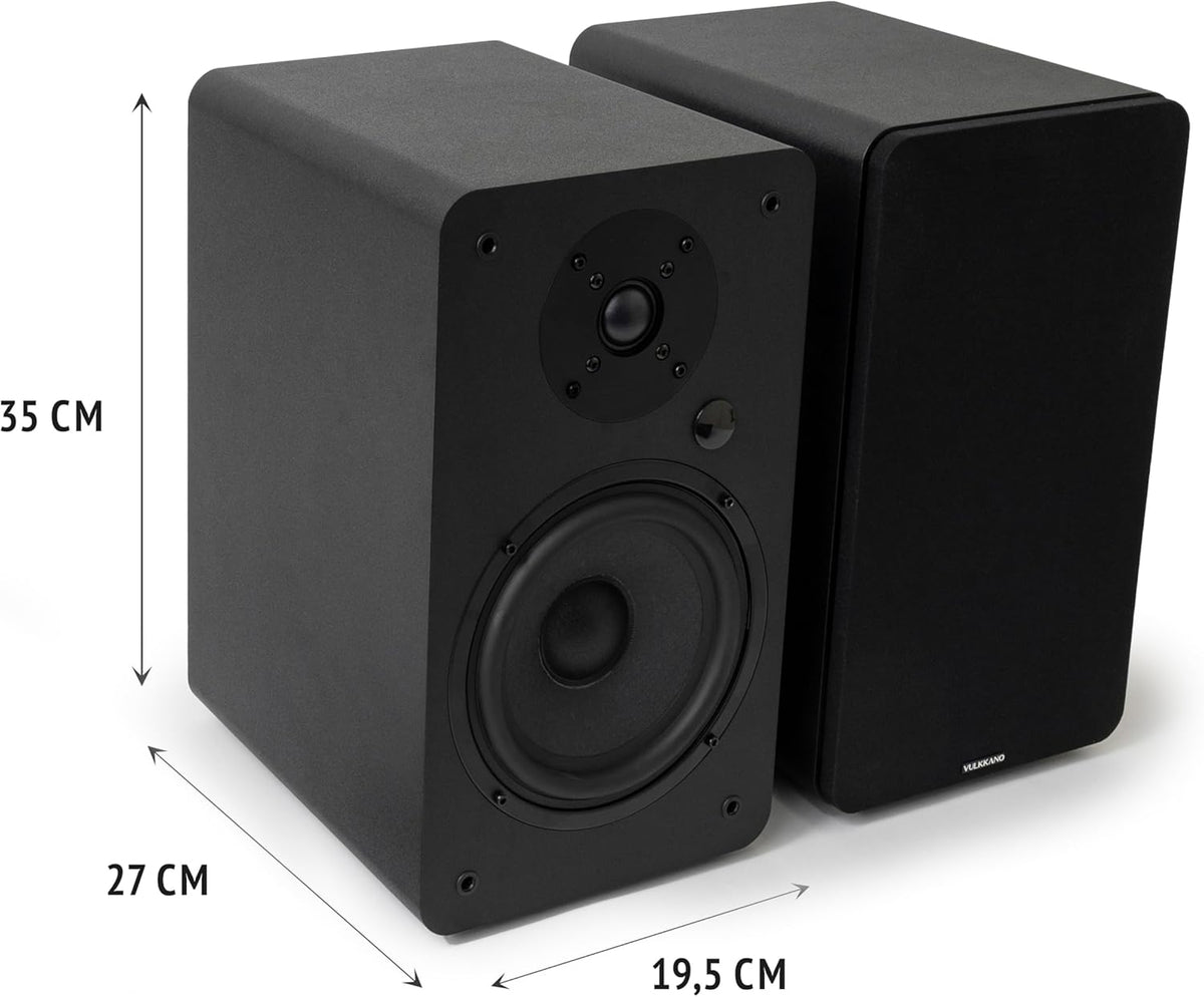 VULKKANO A6 ARC Luidspreker met 16,5 cm (6,5 inch) woofer, Bluetooth 5.0, HDMI ARC, optisch, RCA, USB, met subwoofer-uitgang, hifi-studio-monitoren met elegant design, zwart