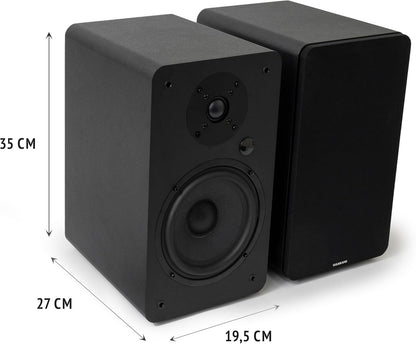 VULKKANO A6 ARC Luidspreker met 16,5 cm (6,5 inch) woofer, Bluetooth 5.0, HDMI ARC, optisch, RCA, USB, met subwoofer-uitgang, hifi-studio-monitoren met elegant design, zwart
