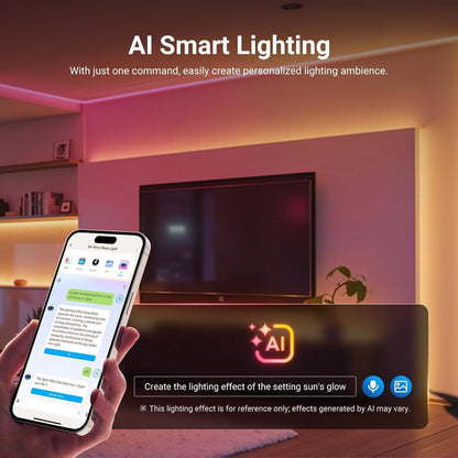 NEEWER Ledstrip, 5 m, voorverlichting, neon RGB-verlichting, op maat te snijden, Smart AI, app-besturing met kleurverandering, voor slaapkamer, speelkamer, werkkamer, huis, klaslokaal, buitenmuur