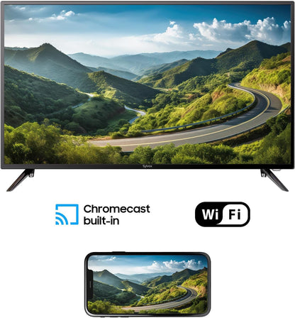 SYLVOX 40 inch Smart Google TV 12V Televisie LED 1080P|10-32V|HbbTV|DVB-T2-S2|Handy op TV,Afstandsbediening met spraakbediening,voor campers, woonkamer, voertuig Smart TV