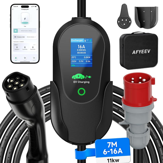<font dir="auto" style="vertical-align: inherit;"><font dir="auto" style="vertical-align: inherit;">        EV Charger CEE 11kW, type 2 charging cable CEE plug, 3-phase, 7 m, 6-16 A, portable EV charger and mobile Wallbox charging station for IEC 62196-2