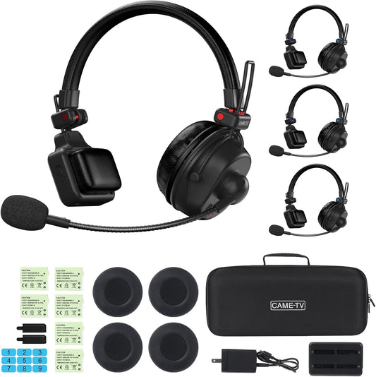 cametv Waero-PRO 1,9 GHz Wireless Intercom Headset System Noise Cancellation A/B Group 1700ft (518m) Zero Latency 2 Persoon Team Communication for Church Boating TV Film Production Drone (4 stuks)