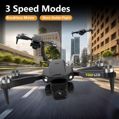 TD12LCD Drone met Camera voor Volwassenen, Drones met Optische Flow-positionering, Borstelloze Motor, LCD-schermtransmissie, Opvouwbare Quadcopter voor Beginners, Minder dan 249g