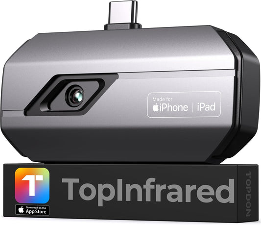 TOPDON Warmtebeeldcamera TC002C, iPhone15/16-serie, 512 x 384 superresolutie 256 x 192 IR-resolutie, temperatuurbereik -20 tot 550 °C, 25 Hz, 40 mK gevoeligheid, infraroodcamera iOS Type C-apparaten