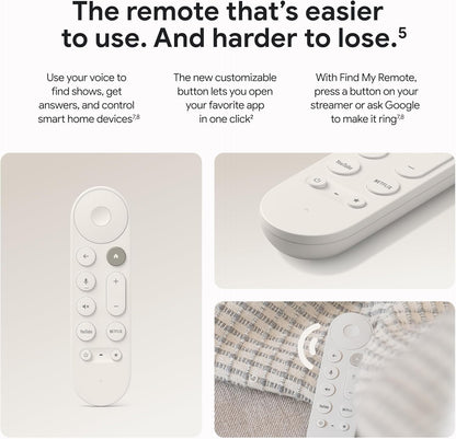 Google TV Streamer 4K – ontspannen entertainment door snelle streaming en afstandsbediening met spraakzoeken – films, series, live-uitzendingen en Netflix in 4K HDR – 32 GB opslagruimte – Porselein