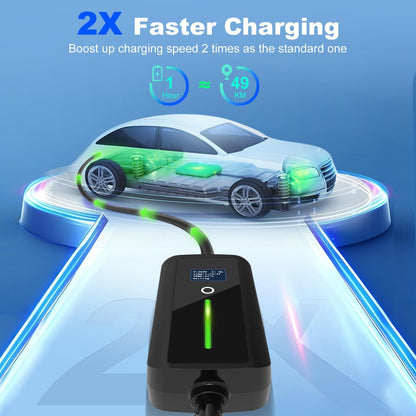 Type 2 mobiele oplader voor elektrische auto's, 7 kW draagbare oplaadkabel met CEE-stekker voor elektrisch voertuig, IP67 waterdicht, 7,5 meter, type 2 oplaadkabel met 32 A, IEC 62196-2