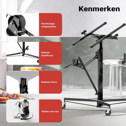 Platenlift XXL voor gipsplaten - 1-persoons-bediening - max. 68 kg