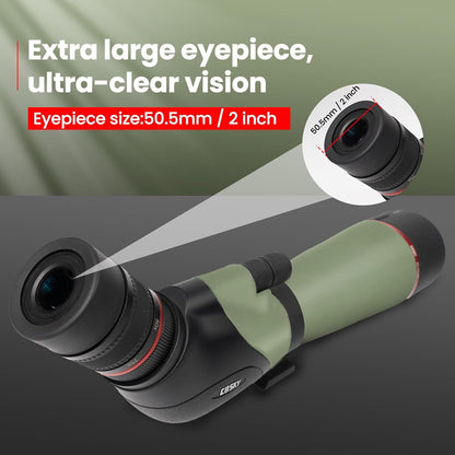 Gosky Observatiebril 20-60 x 80 HD dubbele focus, BAK4-prisma, 45 graden gebogen oculair - met statief en smartphone-adapter, voor vogelobservatie, doelschieten, jacht,