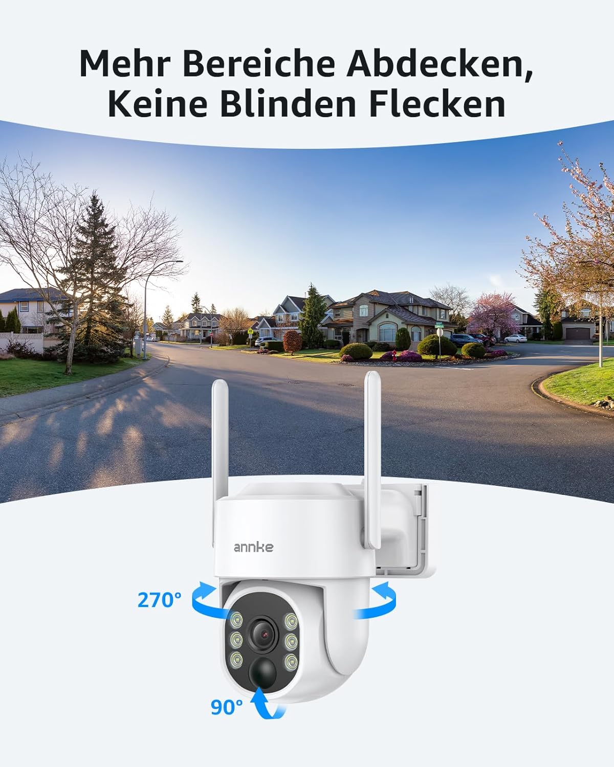 ANNKE beveiligingscamera buiten set met 4CH 17,8 cm monitor, 2X 4MP PT beveiligingscamera buiten accu zonne-energie, 270° draaien, 90° kantelen, 2-weg audio, kleurnachtzicht, persoondetectie, 64GB