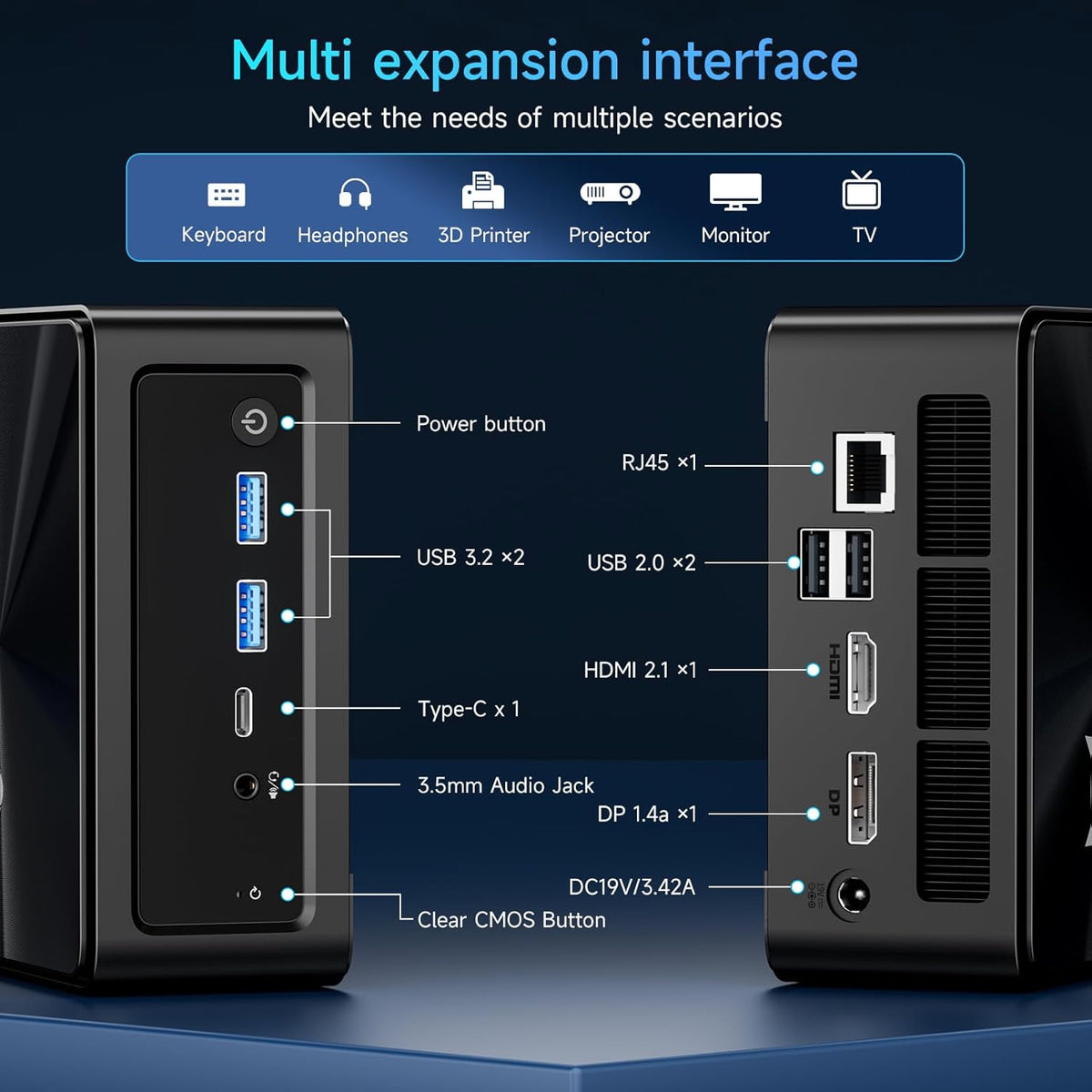 BMAX Mini PC B9 Power, Intel Core i9 12900H (tot 5,0 GHz) Mini Computer met 24GB LPDDR5, 1 TB NVMe SSD, Win 11 Pro, WiFi 6, 4K Driedubbel Display, Bluetooth 5.2, HDMI, USB-C, DP1.4a, Gaming/Thuis