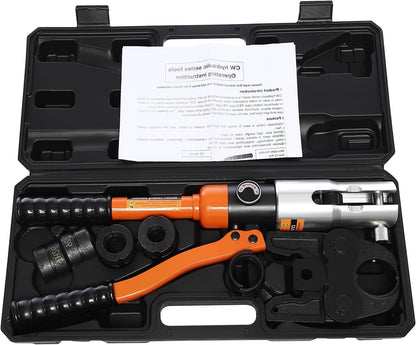 OUKANING Hydraulic Crimping Tool 10T with 360° Rotating Head and Interchangeable Shapes (TH/U/V/M Series), for Aluminium Plastic, PEX, Copper Tubes, Ergonomic, Oilproof (TH16, TH20, TH26, TH32) - QUORE