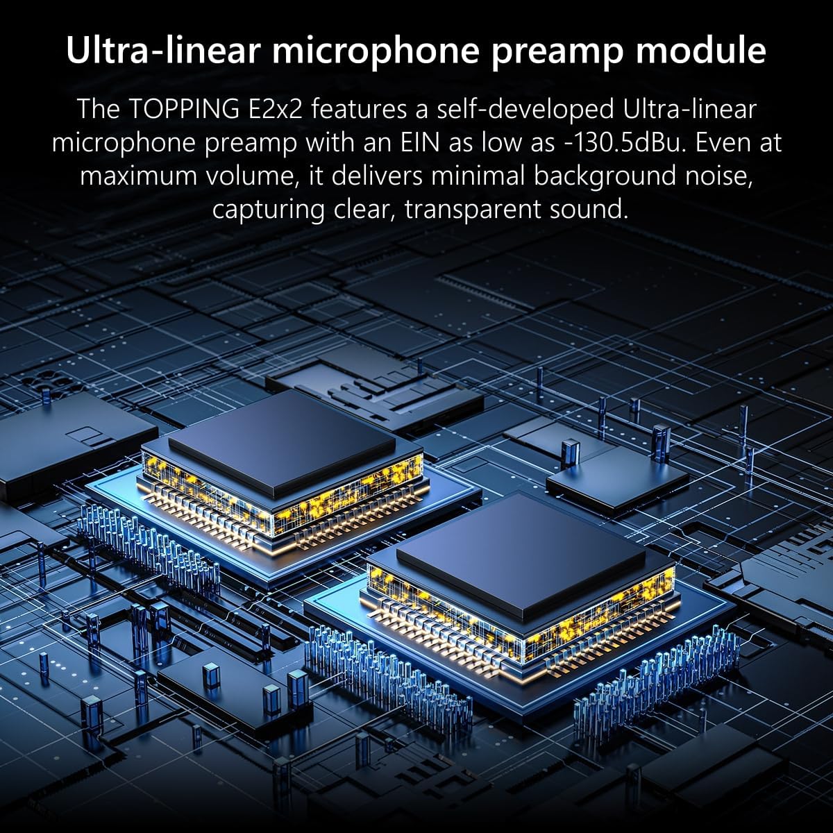 Topping Professional E2x2, USB-audio-interface en ultralineaire microfoonvoorversterkermodule (zwart)