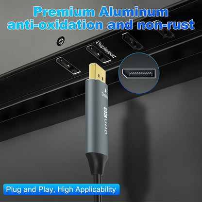 4K 8K DisplayPort Optische Glasvezelkabel 75M, DP naar DP 1.4 Kabel 8K@30Hz, 4K@144Hz 32.4Gbps ondersteuning HDR, G-Sync FreeSync voor laptop, PC, TV