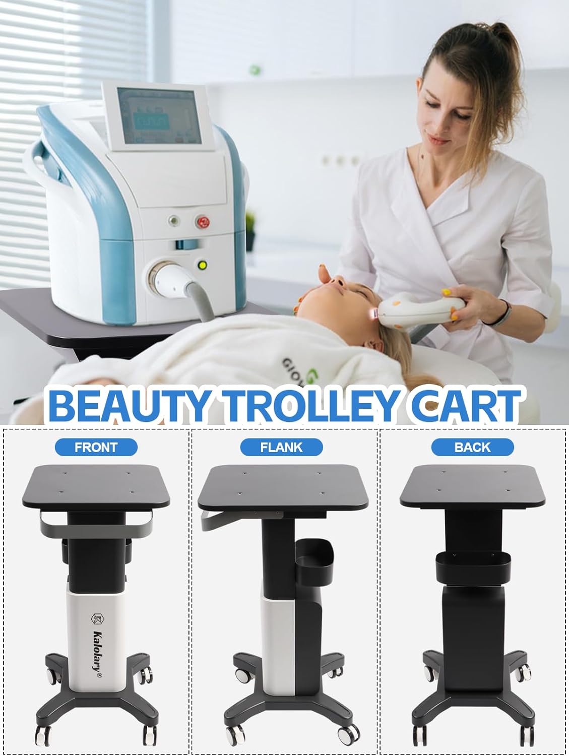 Schoonheidssalon Trolley – Salontrolley – Beauty Trolley – Rolkar – Servicekar – 75 Cm Hoog Met Lade – 360° Zwenkwielen Met Rem
