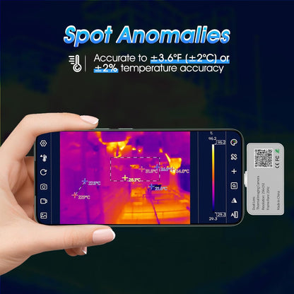 Warmtebeeldcamera HP-H2F6B 640 x 480 Visuele en hoge resolutie, dual spectrum warmtebeeldcamera voor Android, groot temperatuurbereik van 5 °F ~ 1022 °F, zicht-/IR-fusiemodus, USB-C