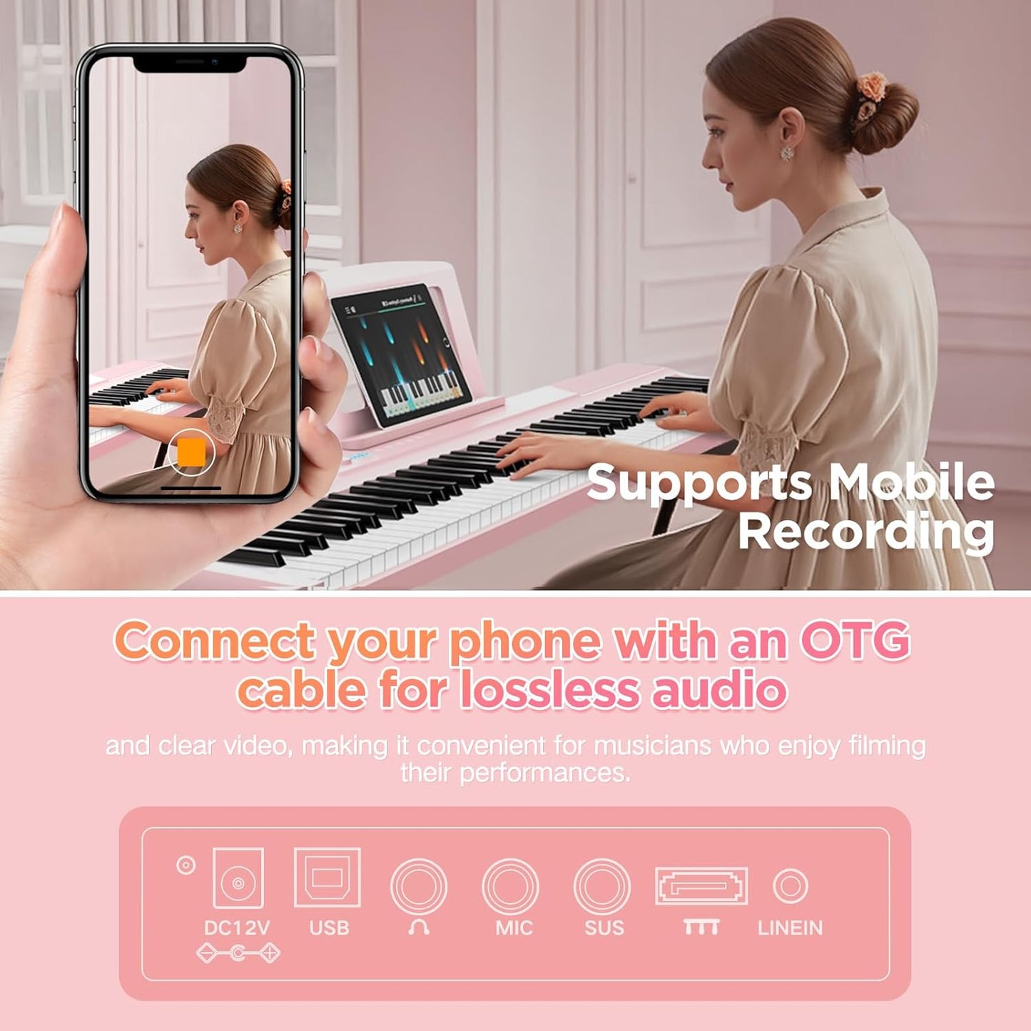 Digitale Piano – Keyboard – Elektrische Piano – Toetsenbordpiano – Piano Toetsenbord – 88 Gewogen Toetsen – 2 X 15W Luidsprekers