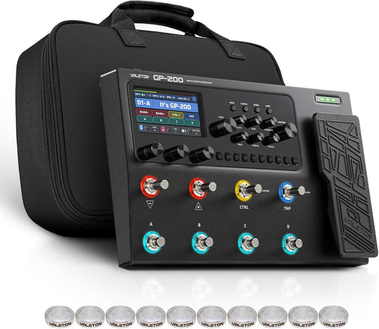 Gitaar Multieffect Processor – Multieffectpedaal – Effectenpedaal – Gitaarprocessor – Modeling Pedaal – Inclusief Tas en 10 Voetschakelaar-Toppers – 140 Effecten, 45 Ampmodellen en 40 IR-Kastsimulaties – USB Audio Interface