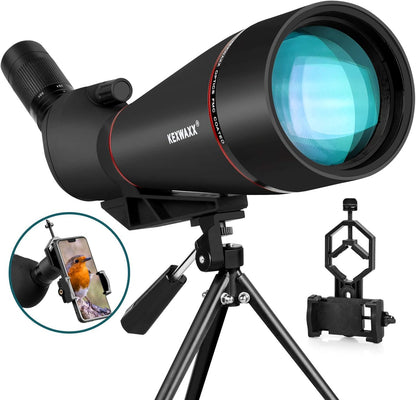 Spektive 25-75X 100MM voor sportschutters, jacht, vogelobservatie, IPX7 waterdicht, FMC BAK4 Prisma met statief, mobiele telefoonadapter, zwart